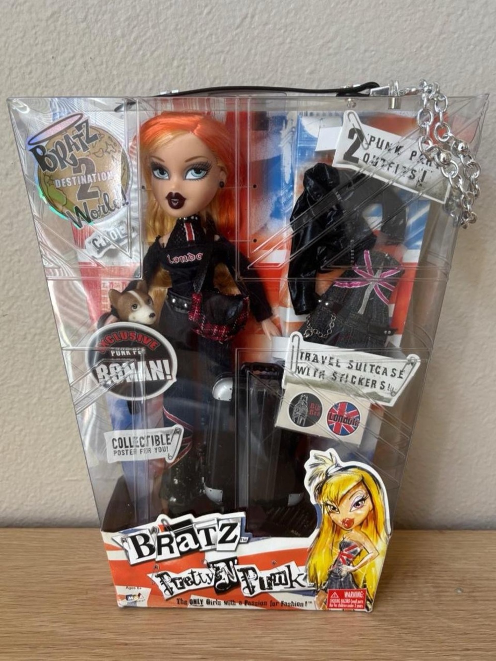Vintage Y2K 2005 Bratz Pretty N Punk Chloe doll with 2 outfits and accessories.